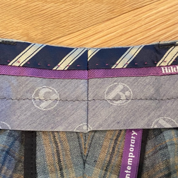 Hiltl Mens Gray Charcoal Tan Plaid Shorts / Flat Front Panel / Size 34 - Picture 15 of 16